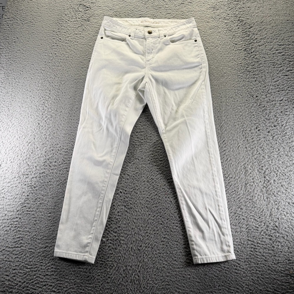 Michael Kors Jeans Womens 6 White Cotton Denim‎ Skinny Outdoor Workwear Stretch